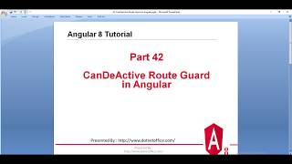 Part-42 : CanDeActive Route Guard in Angular | Angular 8 Tutorials