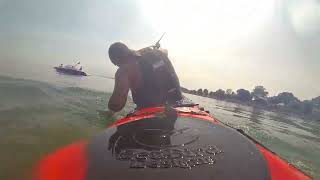 Five kayak rolls, with really bad technique, greenland paddle. Kayak: Seabird Victory