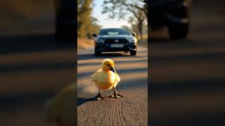 Duck is running in the road #automobile #funny #animation #memes #ducklingspro #smallduck