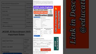 ✅ JKSSB JE Recruitment 2025: Apply for 508 Posts#jkssbjobs#jkssbje #jkssbnewupdate#yt#job#vacancy