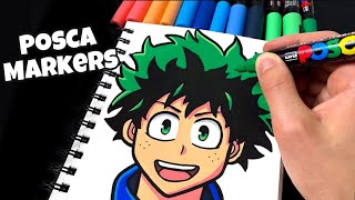Drawing Deku from My Hero Academia with Posca Markers! (#Shorts)
