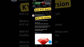 Rubi Network KYC Start | Rubi KYC 1.6 Version | Rubi Network New Update #shorts #rubinetwork #rubi