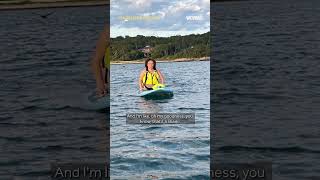 Photo snapped the moment paddleboarder notices shark fin