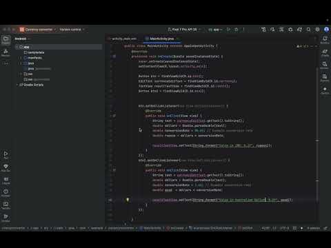 Hard coded project( Currency Convertor ) using android Studio.
