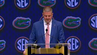 Florida head coach Billy Napier at SEC Media Days talking Gators