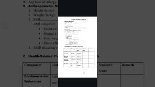 BMI & BMR Students profile format / School internship activity 8 / 4th sem deled #activity #deled