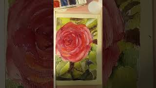 watercolor rose painting 🎨🖌️ #watercolorpainting #rose #roselovers #redrose #rosedrawing