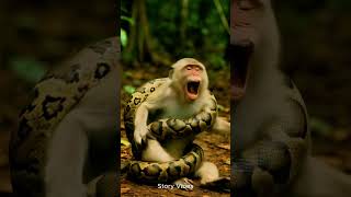 Python Attacks Monkey 🐍🐒 #short #animals #monkey #wildlife