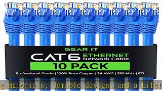 GearIT Cat 6 Ethernet Cable 10 ft (10-Pack) - Cat6 Patch Cable, Cat 6 Patch Cable, Cat6 Cable, Cat