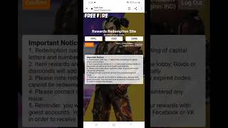 free fire new redeem code short video in Garena free fire