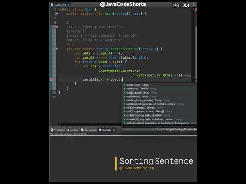 0030 sortingsentences #java #algorithm #programming #coding #shorts