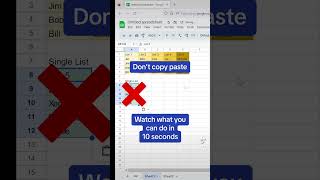 Flatten function to condense lists in spreadsheets