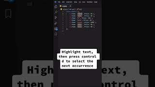 VS code tricks 09 edit all occurances at 1 time #vscode #shorts #youtubeshorts #short