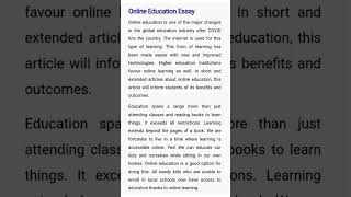 Online education essay | essay on online education | important essay on online | class 12th essay