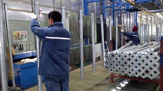Process of making wire mesh fence in bulk. Korean fence manufacturing factory