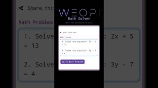 Get step-by-step solutions to math problems with Weopi.com AI Forms!📌#website #AItutorials #weopi