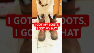 Dog Tries Cowboy Boots And Hat For The First Time! #alanjackson #yellowlab