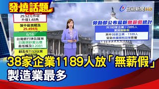 38家企業1189人放「無薪假」 製造業最多【發燒話題】-20250616