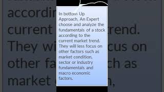 Fundamental Analysis: Bottom Up Approach