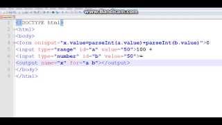 HTML5 output oninput range for form x a b