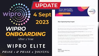 4 Sep - Wipro Biggest Elite Onboarding Update for Phase 1 & Phase 2 | How to get Wirpo Onboarding
