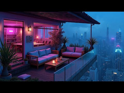Night Balcony Lofi 🕯 Candle Lit, Troubles Quit... ☕ Chill Lofi Rain Melodies for Relax, Study & Work