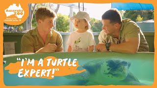 Grace tests her turtle feeding skills | Australia Zoo Life