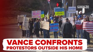 JD Vance confronts protesters for scaring his daughter during Cincinnati rally by his home