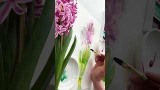 水彩植物圖鑑｜風信子｜Watercolor | Botanical | Hyacinthus #shorts