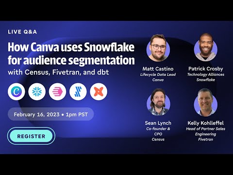 How Canva uses Snowflake as a CDP for audience segmentation (with Census, Fivetran, and dbt)