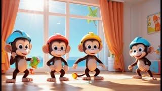 Bouncy Monkeys on the Bed | Fun Monkey Nursery Rhyme | Energetic Toddler Song