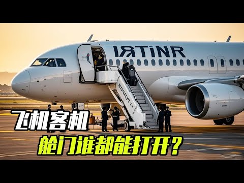 The cabin door of the passenger airplane is not locked!