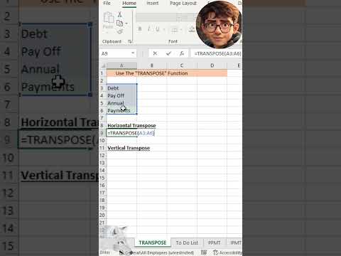 How to use The TRANSPOSE Function#excel #msoffice #function #microsoftoffice #shorts #short #tutor
