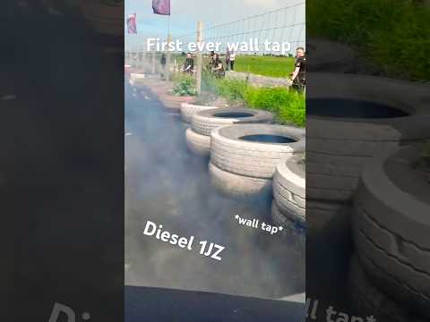 Pushing the limits, my first ever wall tap #diesel #1jz #drift #car #bmw #e46 #wagon #driftcar