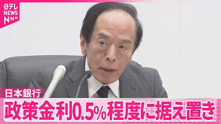 【日銀】政策金利0.5％程度に据え置き  物価見通しは引き上げ