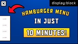 Make a Hamburger Menu in CSS in JUST 10 mins! | Full Tutorial