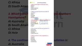 Most Important MCQ question on Continents #examprep  #learning #practicequestions #studiestoday