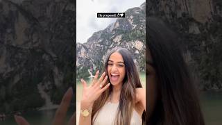 He proposed! 💍🤍 #engaged #proposal #fiancee #boyfriend #dolomites #italy #indian