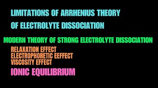 Limitations of Arrhenius theory of electrolyte dissociation| Modern concept of strong Electrolytes