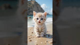 Beach Kitty😍💖 😸😍Sings meow meow! #cat #ytshorts #cute #kitten #shorts #funny #catlover #cats #ai #fy