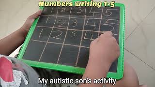 Numbers writing 1 to 5 by my son. #trending #shorts #autism #autismmom #autismawareness