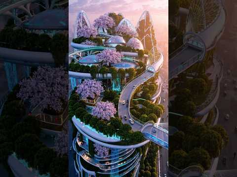 Discover a Dreamy Futuristic City in Bloom – Nature & Technology Unite #shorts #viral #viralvideo