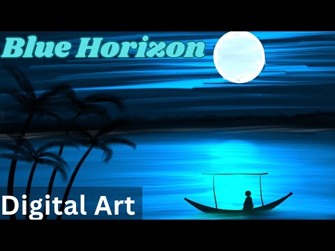 Blue Horizon Digital Art 🎨 #art #nature #digitaldrawing #drawing #satisfyingvideo #drawingtutorial
