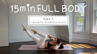 DAY 1 - 1 MONTH PILATES PLAN // 15MIN hourglass full body sculpt || madeleineabeid