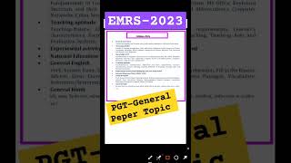 EMRS-2023 || PGT- general peper syllabus || E || #emrs #emrs2023 #shortvideos #shorts