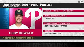 Philadelphia Phillies Select Cody Bowker with No. 100 Pick in 2025 MLB Draft!
