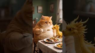 Cute Cat Saves Little dragon baby #shortvideo #smallstory #reels #story #shorts #cartoon #cat