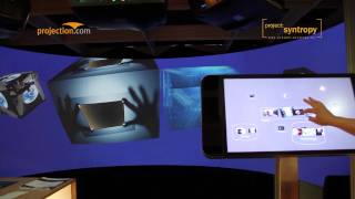 Interactive multitouch-controlled content browser with 3-channel dome projection