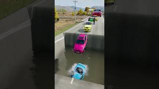 Colorful Small to Giant Cars vs Giant Mud Water Pit