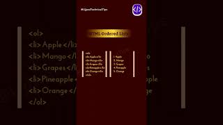 🎯 HTML Ordered Lists || #shortvideo #shorts #trending #youtubeshorts #tech #trendingshorts